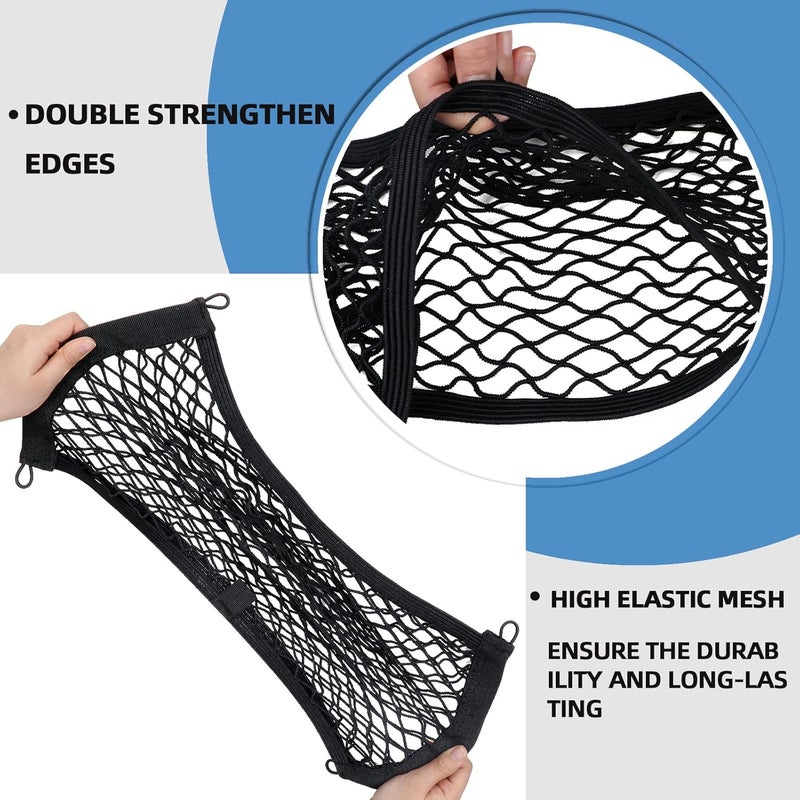 MOJIOO Universal Mesh Cargo Net for Car Trunk Storage,2 Pack Elastic Small Cargo Net Pocket Organizer Pouch Bag,Stretchable Automotive Cargo Nets with 8 Pieces Mounting Screws and Hooks for RV,SUV,Boats,Home - Image 3